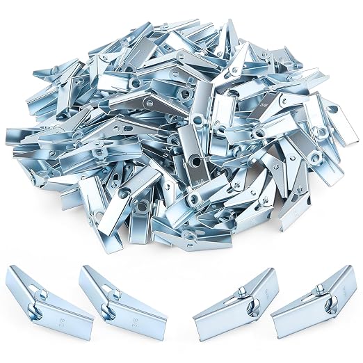 Yaocom 100 Pack 3/8-16 Spring Toggle Wing Nuts Only, Zinc Plated Stainless by Yaocom