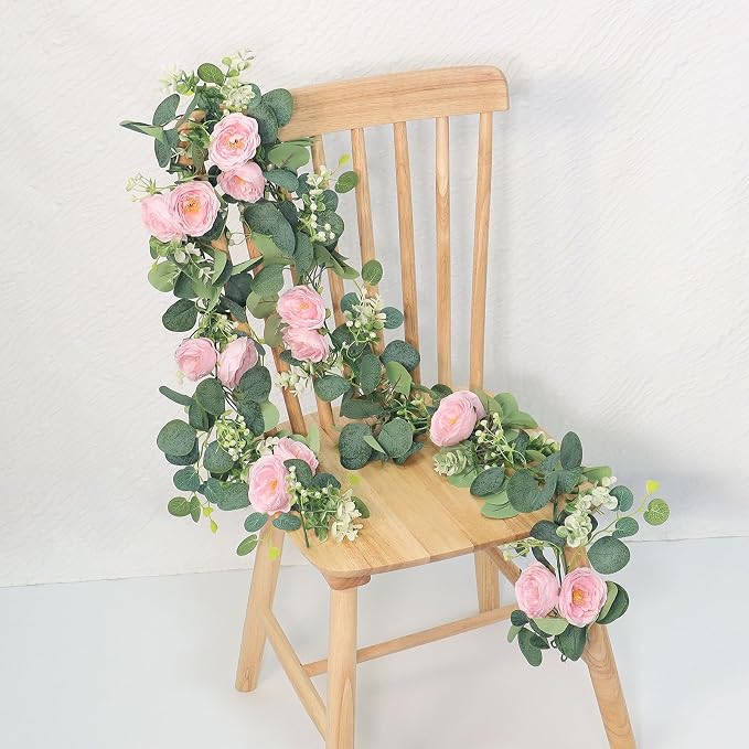 TOCHGREEN 2 Pack 13Ft Artificial Eucalyptus Flower Garland - Image 7