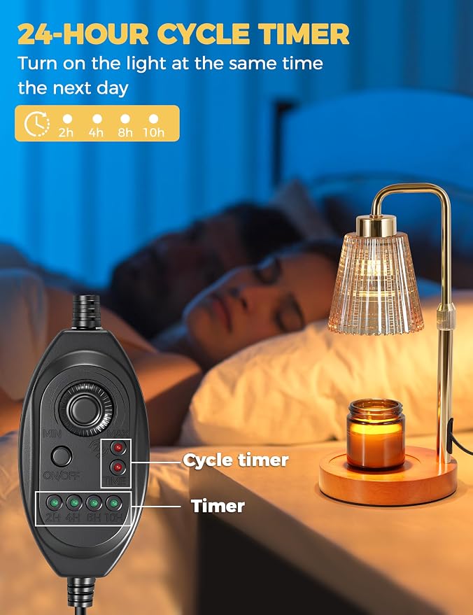 Modern Candle Warmer Lamp with 24h Cycle Timer, Dimmable Wax Melt Warmer | 24h - Image 4