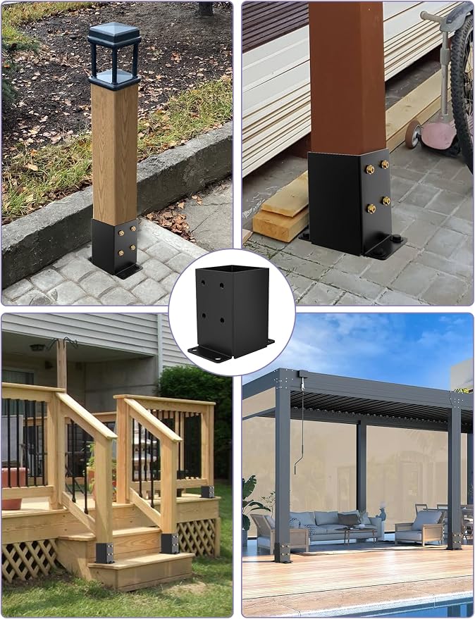 2 PCS Metal 4×4 Post Base, Inner Size 3.5"x3.5" | Heavy Duty Post Bracket - Image 7