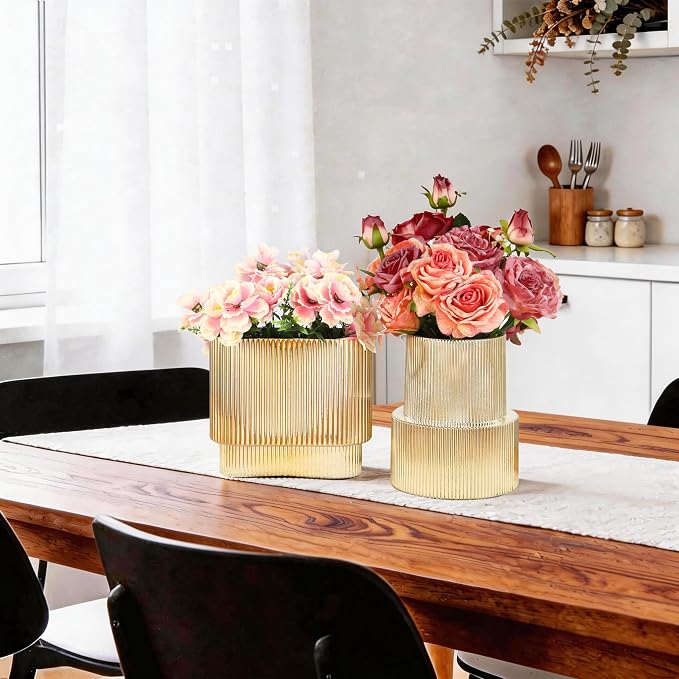Gold Glass Vases, Modern Glass Vase - Image 5