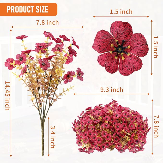 Artificial Flowers for Outdoor, Silk Flowers No Fade Fake Plastic Flowers Faux - Image 3