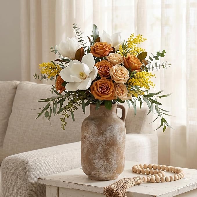 Ceramic Flower Vase, 9.3in Farmhouse Table Rustic Vases, Small Flower - Image 6