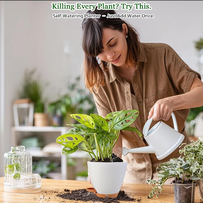 Self Watering Pots for Inoor Ourdoor Plants 8/7/6.5/6/5" Plastic Planters | - Image 9