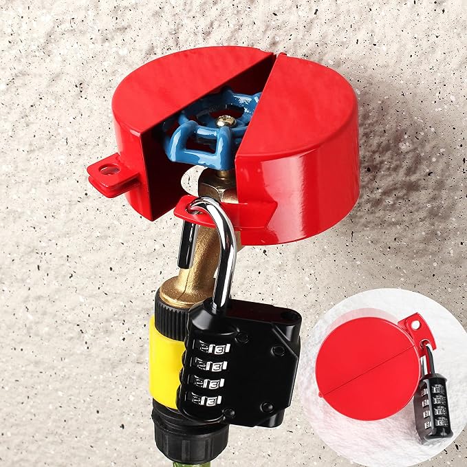 Gate Valve Locking Device Metal red, no Installation Required, Can Prevent by TEMEILI