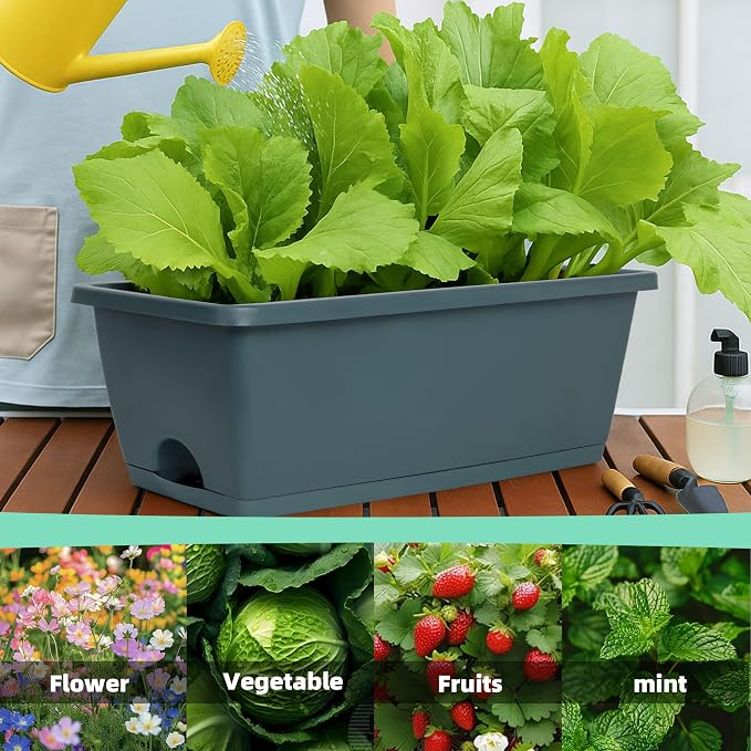 LOCONHA 12 Pack Window Box Planter, Plastic Vegetable Flower Planters Boxes | - Image 2