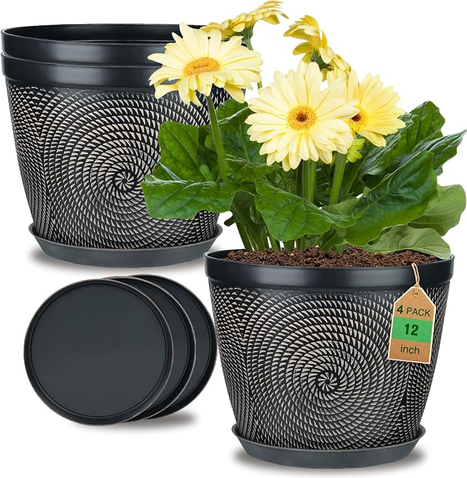 Quarut 12 Inch 4 Pack Large Pots, by Quarut