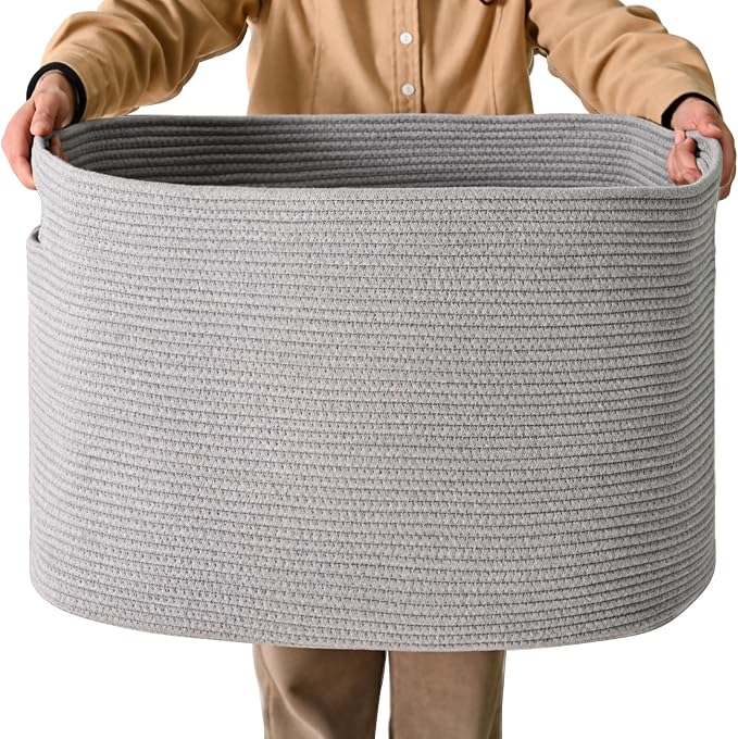 ICERZCZ Large Grey Storage Basket, Blanket Baskets by ICERZCZ