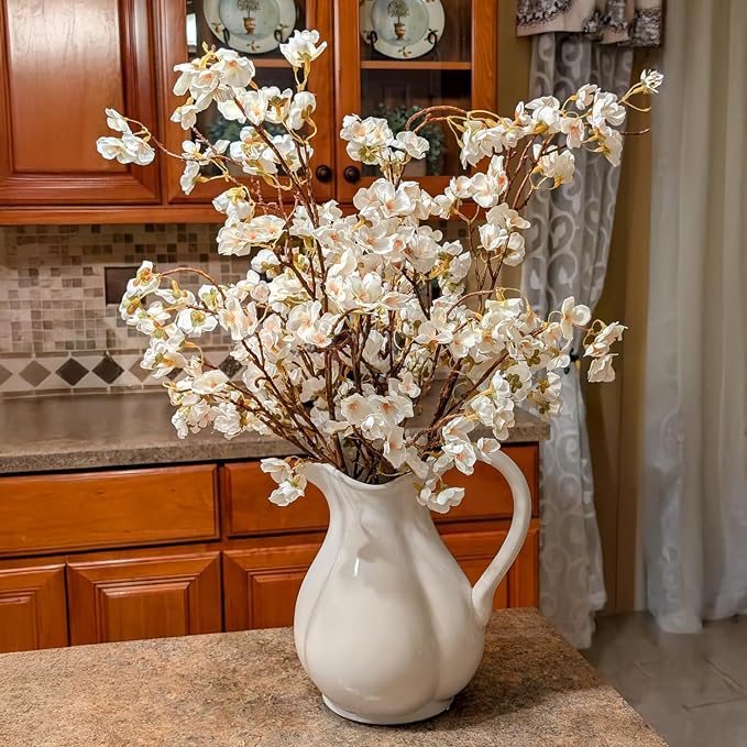 Ammyoo 4 Pcs Artificial Cherry Blossom Flower Branches, Bulk Silk Faux Flowers - Image 2
