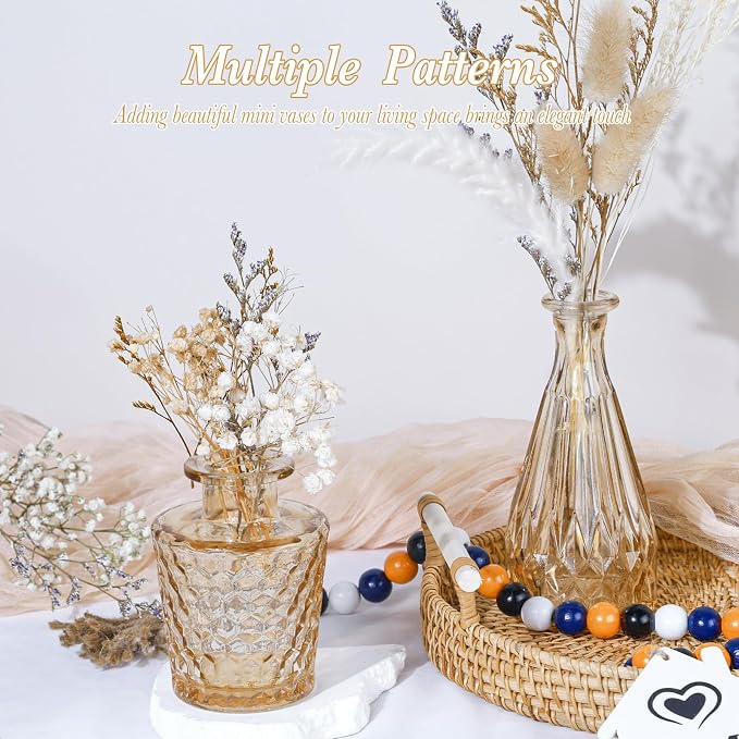 UPBUD Amber Gold Glass Bud Vases Set of 5, Small Vases - Image 4