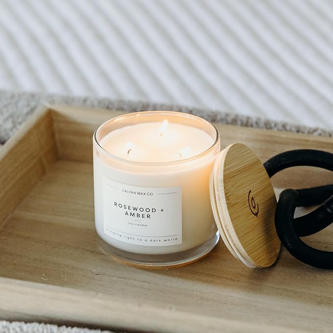 Rosewood & Amber 3 Wick Scented Candle - Image 6
