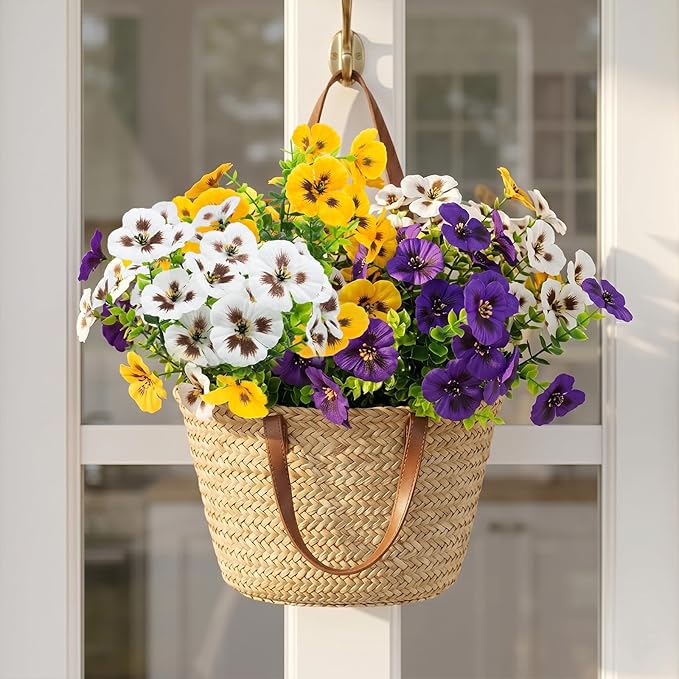 Rowfad 18 Pcs Artificial Fake Pansy Flowers - Image 5