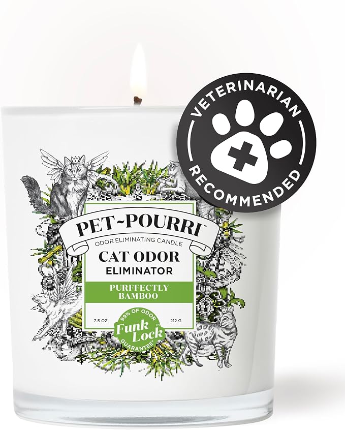 Pet-Pourri Purrfectly Bamboo Cat Deodorizer Candle – Cat Safe Plant Based - Image 2