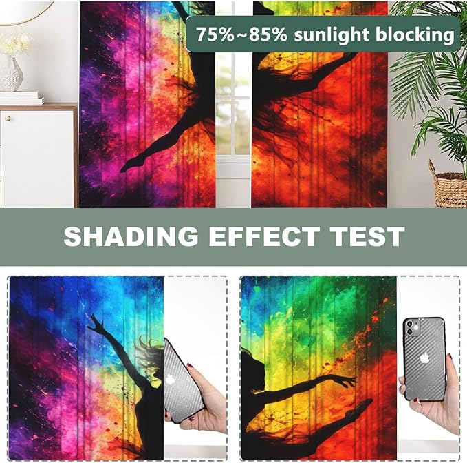 Rainbow Energy Art Window Curtains 2 Panels Set, 52 X 84 Inch Polyester Drapes - Image 5