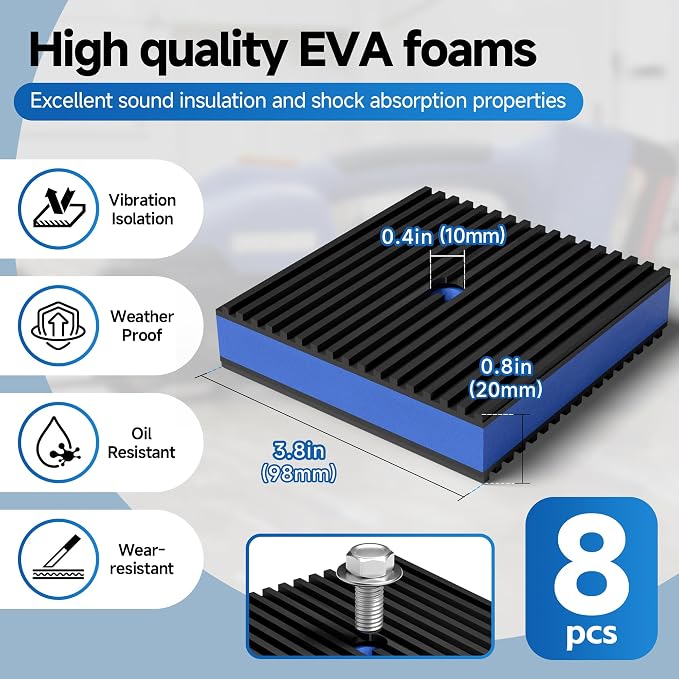 8 Pack 4 x 4 Inch Anti Vibration Pads, Rubber Isolation Pads | Anti Vibration - Image 2