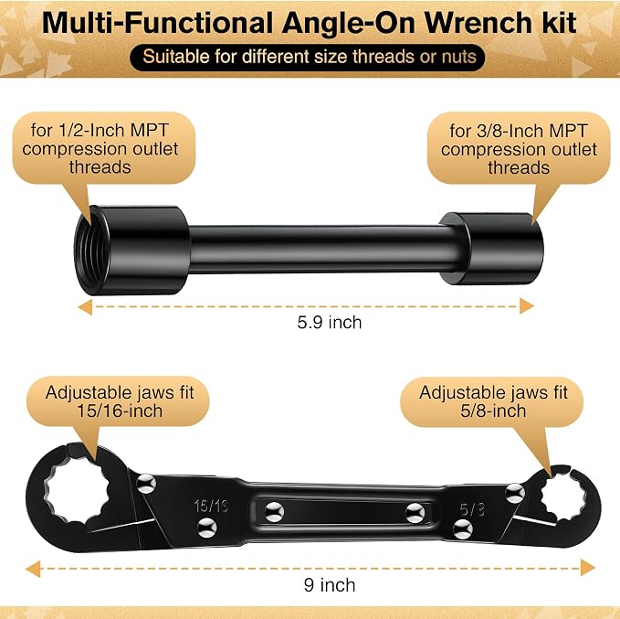 Feekoon 3 in 1 Plumbing Tools Angle Stop Wrench Kit - Image 2