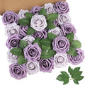 AmyHomie Pale Lavender Rose 25pcs Real Looking Artificial Flowers w/Stem | by AmyHomie
