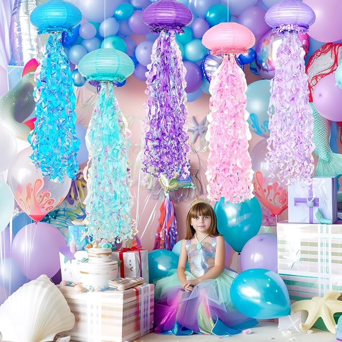 OBXT Hanging Jellyfish Lanterns Multi-Color 6 Pack - Image 6
