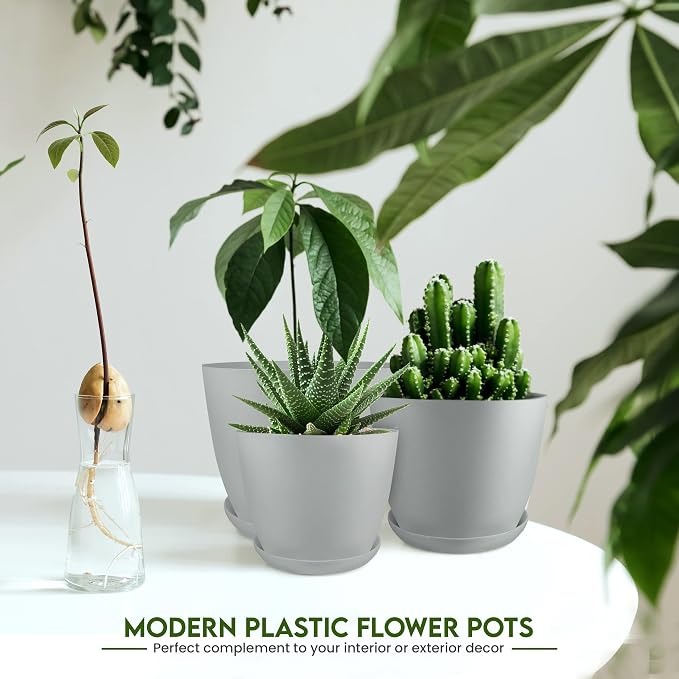 Plant Pots Indoor with Drainage, 5 Pack Multi-Size Planters Set - Image 5