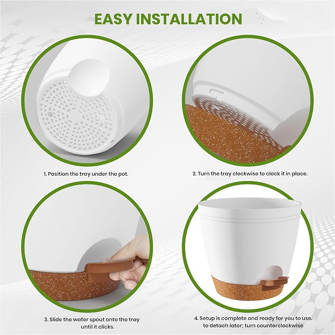 Utopia Home Self Watering Pots for Indoor Plants 6.8"/6.4"/5.9"/5.5"/4.9" Set - Image 6