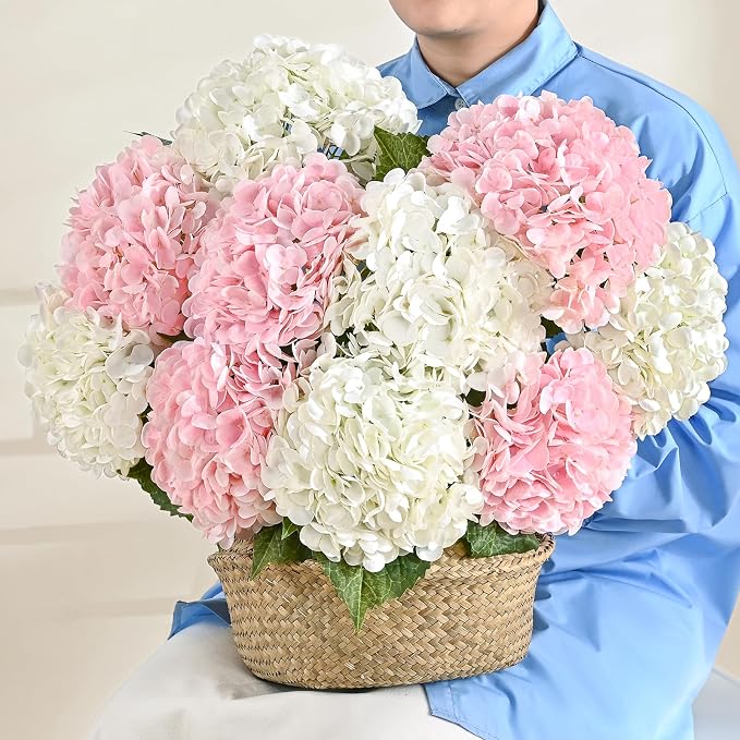 3Pcs 21in Latex Real Touch Hydrangea Artificial Flowers | Lifelike Large - Image 7