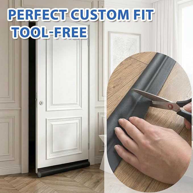 MAXTID Door Draft Stopper 36 Inch Black Adjustable Door Draft Blocker Front - Image 8