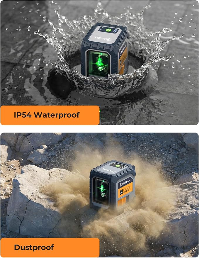 Cross Line Laser Level, IP54 Waterproof, Manual & Pulse Modes - Image 5