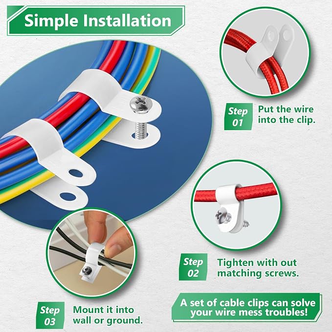 290 Pcs White R-Type Nylon Cable Clamps - Image 5
