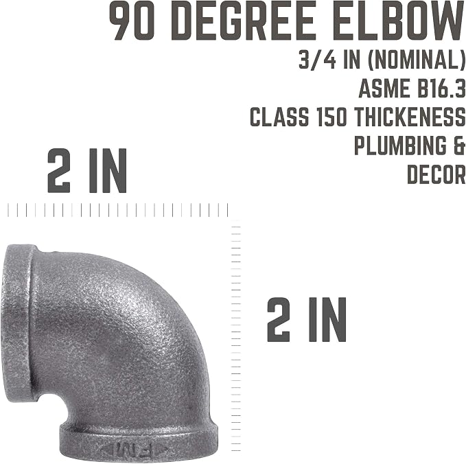 PIPE DECOR 90-Degree Elbow Fitting, 3/4 Inch, DIY Furniture, and Standard 3/4 - Image 2