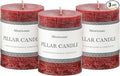3x4 Inch Burgundy Pillar Candles Set of 3 by MiraScents