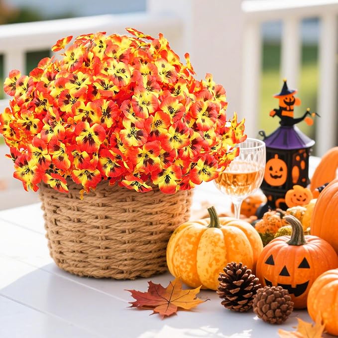16PCS Artifcial Fall Flowers for Outdoors, No Fade Silk Pansies | Realistic - Image 4
