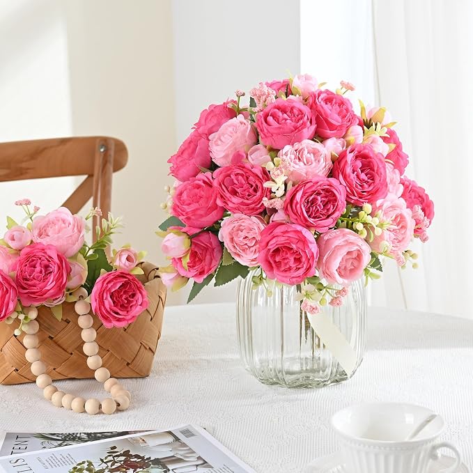 2 Packs Peonies Artificial Flowers, Mixed Pink Artificial Peonies, Silk Peonies - Image 8