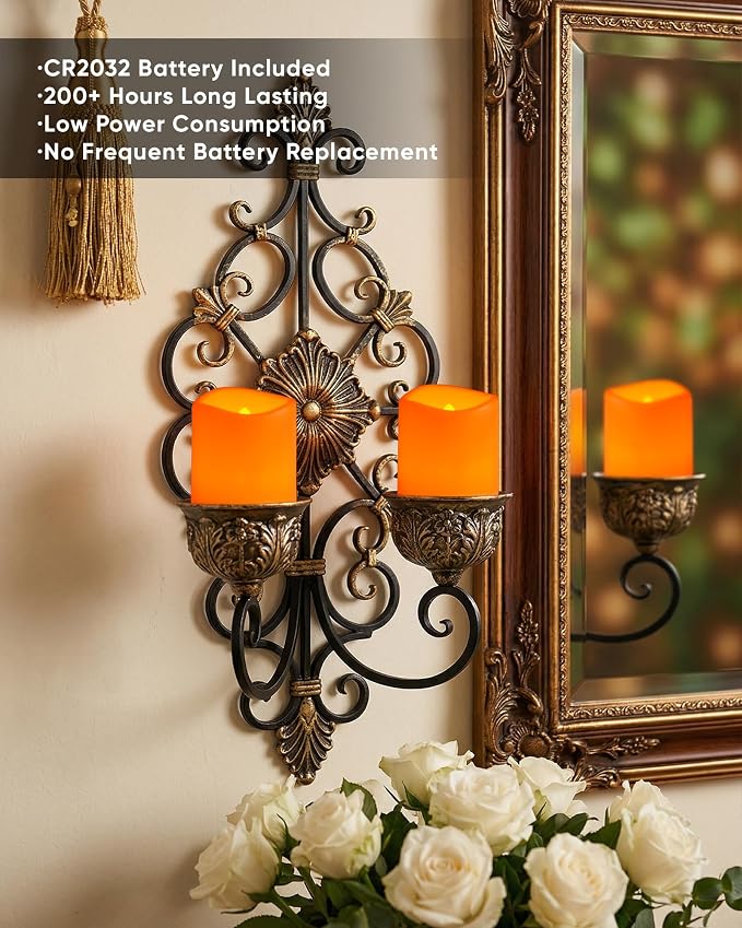 Homemory 24 Pack Orange Flameless Flickering LED Votive Tealights Candles | - Image 3