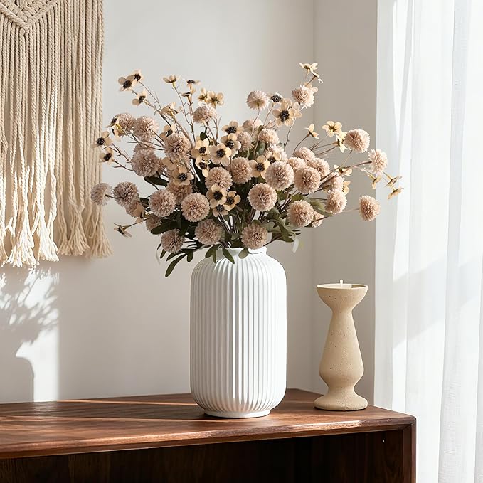 Fake Kiku Flowers, Faux Silk Pompon Mums Artificial Flowers, Chrysanthemum - Image 5