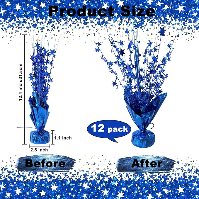 12 Pcs Metallic Foil Spray Centerpiece Party Star Table Decoration Brust - Image 4