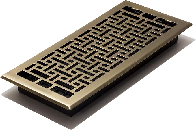 Decor Grates AJH614-A Oriental Floor Register, 6x14 Inches, Antique Brass Finish by DecorGrates