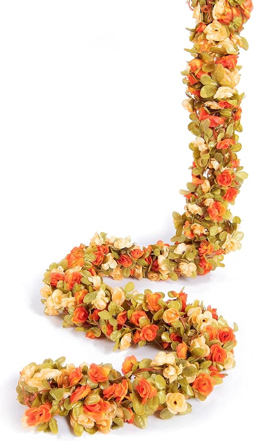 6Pcs x 8.2FT Artificial Flower Garland Rose Vine Decor, Fall Purple Flower | - Image 9