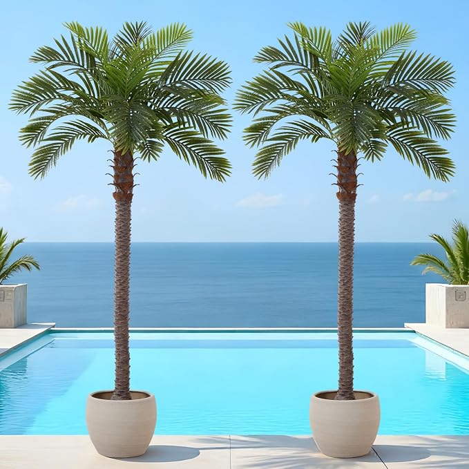 8.5FT Artificial Coconut Palm Set of 2, Potted Faux Palm Tree | Tropical Fake by FloraFairy-StylishArtificialPlantsandPlanter