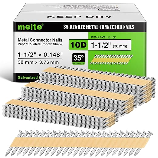 meite 35° Joist Hanger Nails 1-1/2'' x 0.148'' Hot-dip Galvanized 2, Round Head by meite