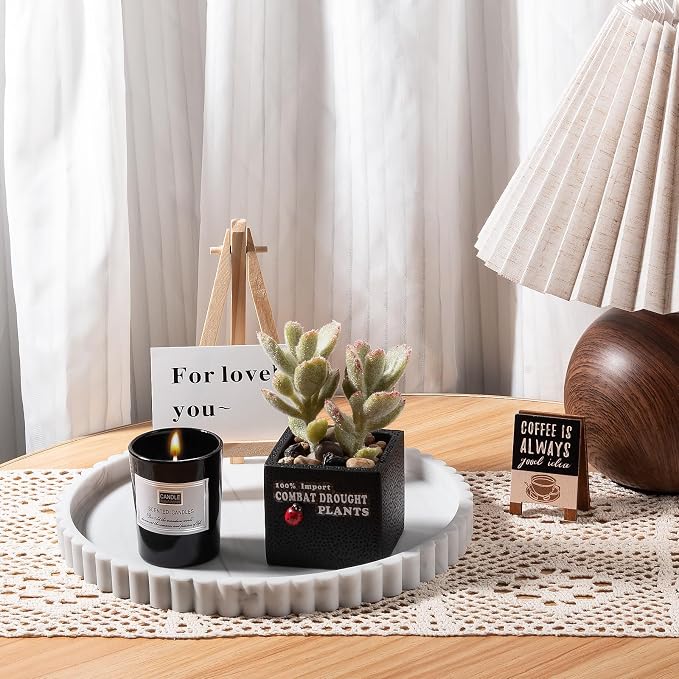 Round Bathroom Tray Perfume Organizer Coffee Table Decor, Heat-Resistant - Image 5
