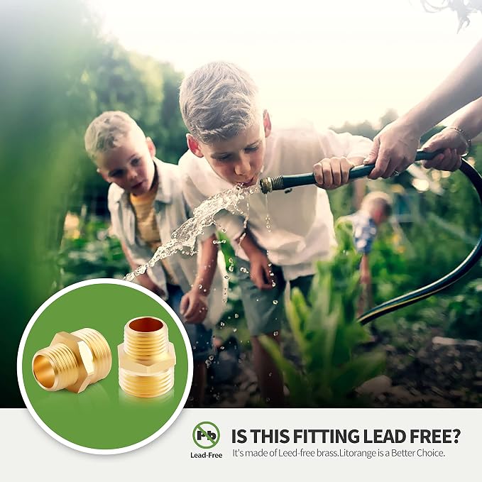 (2 Pack Lead-Free Metal Brass Garden Hose Threaded 3/4" GHT to 1/2" NPT Fitting - Image 5