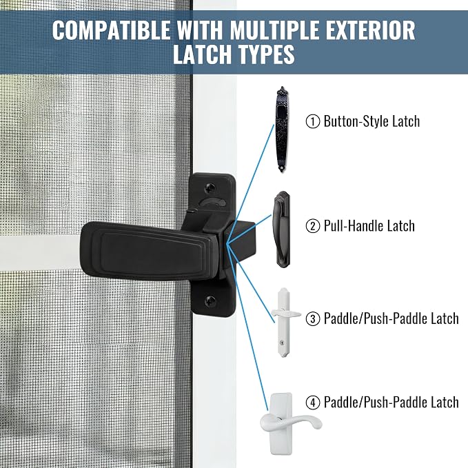 Screen Door Latch Replacement Kit | Replacement Door Handle Hardware, Easy - Image 5