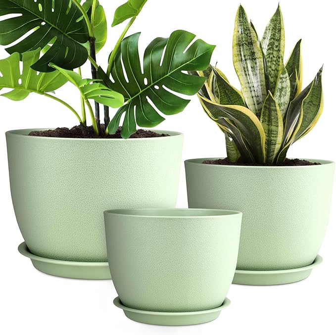 YNNICO Plant Pots 12/10/9 inch Set of 3, Flower Pots by AFamilyofGardenLovers
