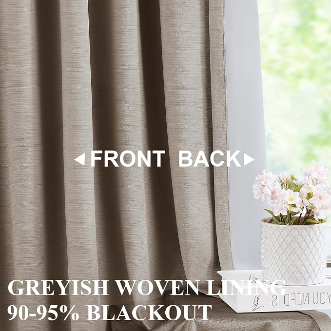Vision Home Mocha Tan Velvet Pinch Pleated Blackout Curtains 40Wx102L Inch | 2 - Image 2