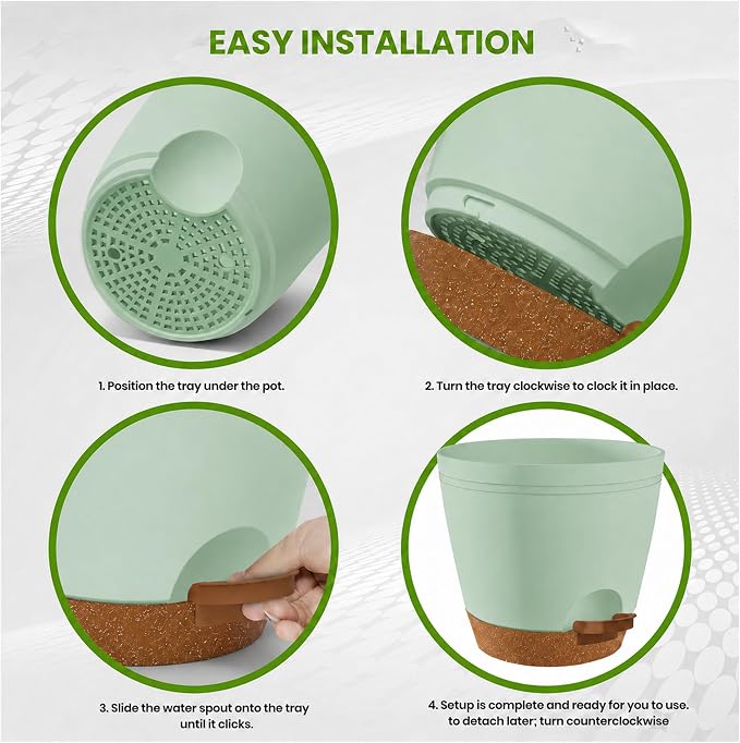 Utopia Home Self Watering Pots for Indoor Plants 6.8"/6.4"/5.9"/5.5"/4.9" Set - Image 6