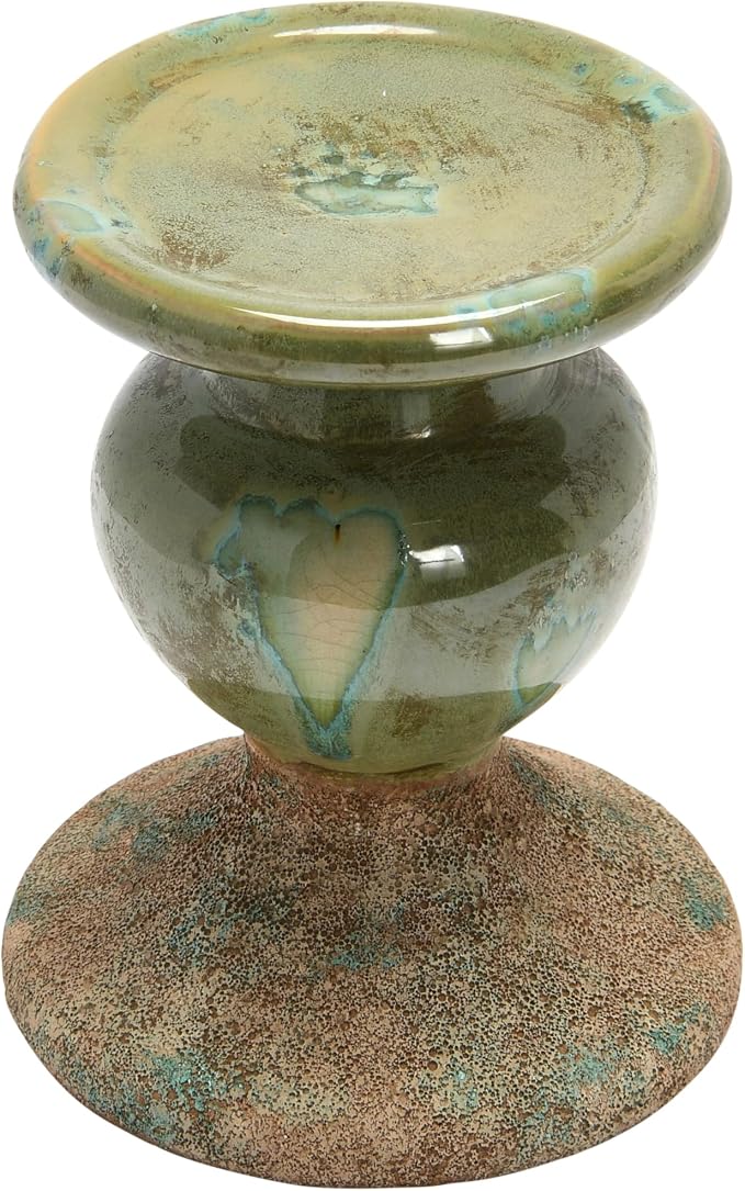 Creative Co-Op 2-Tone Sculptural Terracotta Pillar Candle Holder, Distressed - Image 6