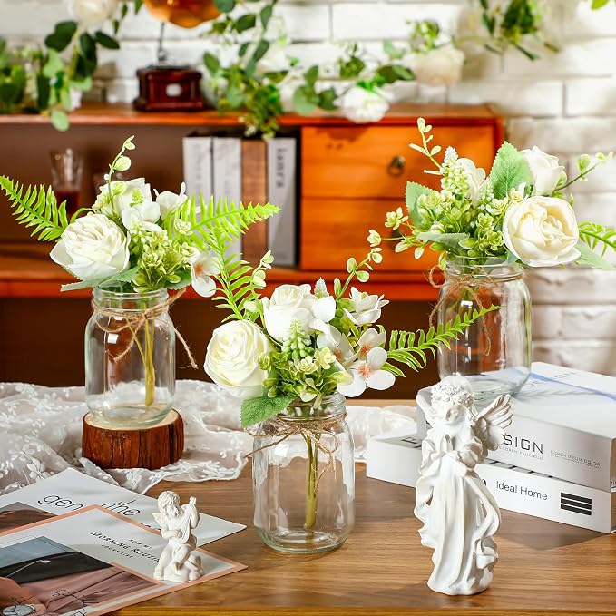 XunYee 10 Set Mason Jars for Centerpieces, Rose | Mason Jar Flower Vases - Image 4