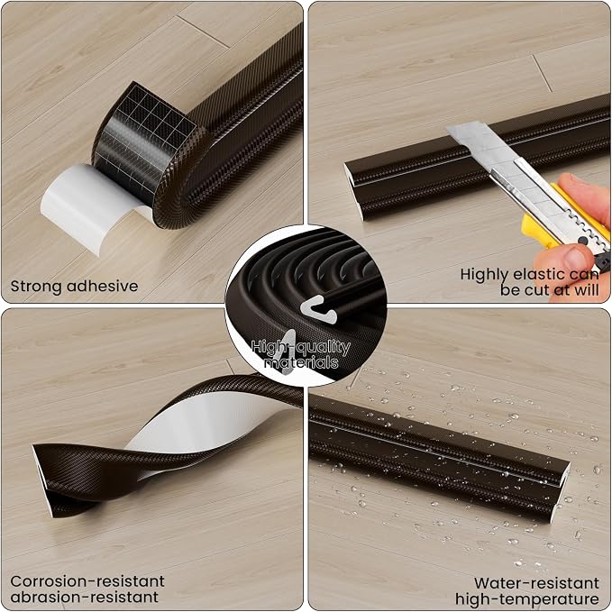 V Shape Thin Foam Weather Stripping Door Frame Seal Strip 19.7FT Brown | Draft - Image 3