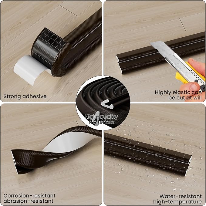 V Shape Thin Foam Weather Stripping Door Frame Seal Strip 2Pcs×26FT Brown | - Image 3