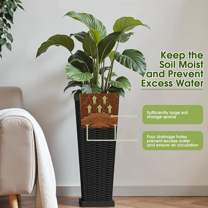 Devoko Resin 23.6'' Tall Planters - Image 3